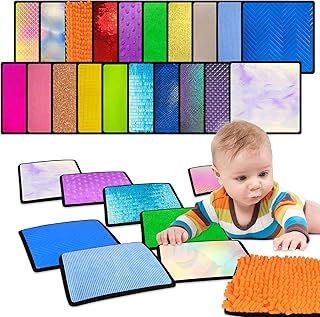 20 Sets Square Sensory Mats for Autistic Children Textured Sensory Tiles Sensory Toys Babies and Toddlers with Sensory Issues Tactile Sensory Walls Fidgeting Educational Activity