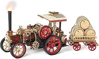 ROBOTIME 3D Puzzles Model Kits Wooden for Adults to Build Motorized Train Set Decoration Hobbies Gifts for Boys (Steam Engine)