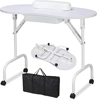 Yaheetech Portable Manicure Table Nail Technician Workstation Art Desk with Drawer,Carry Bag