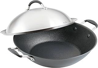 Circulon Scratch Defense Wok Non Stick 36cm - Induction Wok with Extreme Non Stick & Stainless Steel Lid, Dishwasher & Oven Safe Cookware, Graphite Pewter