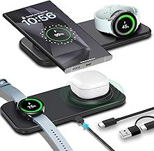 Wireless Charger Pad for Samsung 2 in 1 Wireless Charging Station Compatible with Galaxy Watch Ultra/7/6/5/4/3 Series,Galaxy S25 S24 S23 S22 S21 S20 Note20, Z Flip/Fold 6 5 4 3 2,Galaxy buds 3 pro