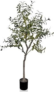 120cm Artificial Olive Tree,Large Artificial Tree Tall Fake Plants,Faux Olive Tree in Pots for Indoor Outdoor Home Office Living Room Decor(120cm & Green)