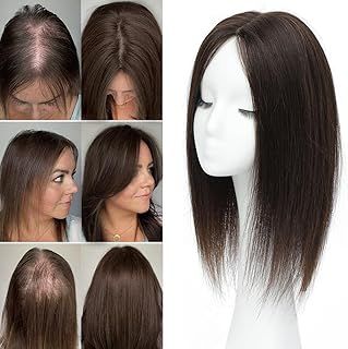 Hair Toppers for Thinning Hair Women Real Hairs 16Inch Hairs Topper 7 * 7 Inch Skin Scalp Big Base Cover Thinning Top Hairs Pieces Wiglets ， Cover Large/scalp reality