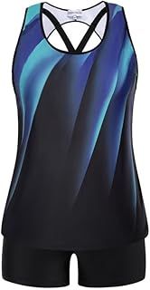 Hanna Nikole Tankini for Women’s Plus Size 3 Pieces Boyshorts Stretchy Tummy Control Bikini Top Vest