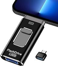 USB Stick 128GB,Flash Drive for iPhone-4 in 1 Photo Memory Stick External Storage Pen Drive Compatible for IOS/Android/Tablet/PC and Devices with Micro USB 3.0/OTG (Black, 128G)