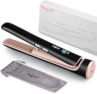 Cordless Hair Straighteners, 2 in 1 Portable Straightener and Curler, PTC Fast Heat Up, USB Charging, 28 cm x 7.5 cm, Black, 160°C/180°C/200°C, 5200mAh Battery, 1 Hour Use Time