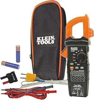 Digital Clamp Meter AC/DC Auto-Ranging 600 Amp Measures Voltage, Resistance, Temp, More Klein Tools CL800, Black/Orange