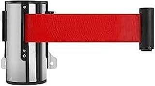 Holdfiturn Rope Barriers 5M 16.4ft Queue Barrier Belt Wall Mounted Retractable Security Belt Rope Barrier Retractable Barrier for Outdoor Ribbon Control Crowd (Red)