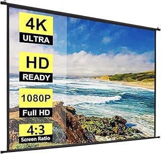 INMOZATA Projector Screen 100inch/203 x 152cm Wall Mounted & Ceiling Mounted Projector Screen with 4:3 Ratio Matte White Screen for Home School Cinema Theater Outdoor Indoor
