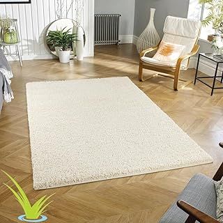 Wadan 60x110cm Cream Shaggy Rugs Living Room |5mm Thick Pile | Extra Large Small Medium | Rectangular Size | Soft Touch | Living Room Area Rugs | Non Shedding