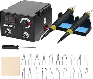 100W Pyrography Machine Set, Temperature Adjustable 0-750°C with Pin Heads of Heater, 20 Pieces for Crafts, Wood Burning Carving Pen, Pyrography Tool, Professional Wood Burning Kit (100W)