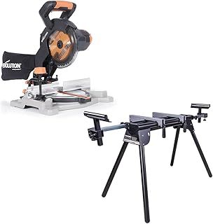 Evolution Power Tools R185CMS-Li Cordless Compound Mitre Saw and Mitre Stand Bundle