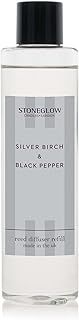 Stoneglow Modern Classics Collection - Silver Birch & Black Pepper 210ml Scented Reed Diffuser Refill (Glass Bottle)