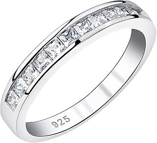 SHELOVES Stacking Eternity Rings for Women 925 Sterling Silver Wedding Rings Princess Cz Wedding Band Sz H-Z 1/2