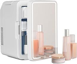 ARTETHYS Mini Fridge for Bedrooms 10L Skincare Beauty Fridge with LED Mirror Compact Car Fridge for Cosmetic Home Office, 220V AC/12V DC