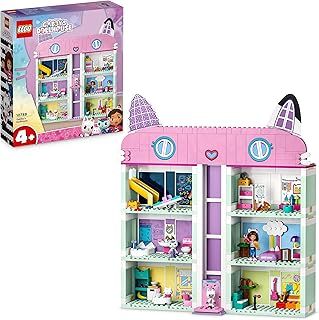 LEGO Gabby's Dollhouse Toy Playset, 4-Floor & 8-Room Dollhouse with Gabby, Pandy Paws, MerCat and Cakey figures plus Accessories, Gift Toys for 4 Plus Year Old Girls, Boys & Kids 10788
