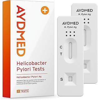 2 x AYDMED Helicobacter Pylori Tests | H Pylori Test Kit for Home Self-Test Faecal Screening of Stomach Ulcers & Gastritis | Stomach Ulcer Test | Results in 10 Minutes | 98% Accuracy | CE Certified