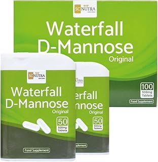 Waterfall D-Mannose 100 x 500mg Caplets (Easy to Swallow Tablets) - 100% D-Mannose Naturally Sourced from Birch - for Healthy Bladder Support - Vegan - SC Nutra (Sweet Cures)