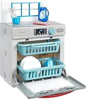 Little Tikes First Dishwasher - Realistic Pretend Play Appliance for Kids - Interactive Toy with 14 Kitchen Accessories For Kids Ages 2+ , Small, Grey