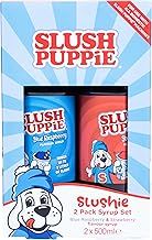 Slush Puppie Syrup Pack of 2 Flavours. Includes Iconic Blue Raspberry & Strawberry flavours. 2 x 500ml Bottles. Officially Licensed Slush Puppy Merchandise. Classic Slushy Flavours.