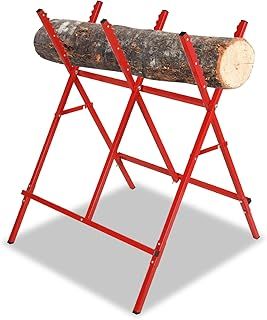 Saw Horse, Foldable Sawhorse, Wood Sawing, Sturdy Steel Workmate Logging,Cutting Log Wood Stand Trestle, Workmate Logging, Load Capacity 100KG, Sawing Forestry Workshop, Red