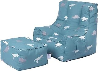 Ready Steady Bed Kids Bean Bag Chair With Footstool | Child Play Safe Soft Seat Playroom Sofa | Ergonomically Designed Toddler Armchair | Comfy Children Furniture (Rex)