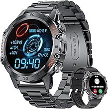 Military Smart Watch for Men, Smart Watches with Bluetooth Voice Call Compatible Android iOS Phone, Smartwatch with Heart Rate SpO2 Pressure Sleep Monitor, IP67 Waterproof Tactical Fitness Watch