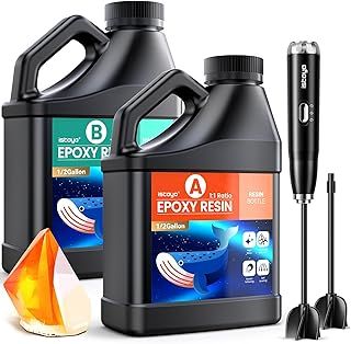 Epoxy Resin, 1 Gallon/3,78L Resin Kit, Crystal Clear No Bubbles, Fast Curing Epoxy Resin for Table Tops, Coating, Casting, Jewelry Making, Cast Coating Wood, DIY Art Crafts