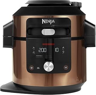 Ninja Foodi MAX 14-in-1 SmartLid Multi Cooker, 7.5L Electric Pressure Cooker & Air Fryer, Combi-Steam, Slow Cook, Bake, Grill, Copper/Black Amazon Exclusive OL650UKCP