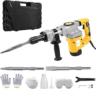 1300W Electric Demolition Jack Hammer,4200BPM Concrete Drill Breaker Kit Jackhammer