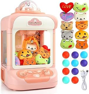 M MUNCASO Mini Claw Machine,Toys for 3-8 Year Old Kids,Claw Machine for Kids Birthday Gifts Arcade Game with Music Grabber Machine with 10 Dolls and 10 Twisted Eggs Giving Children Gift
