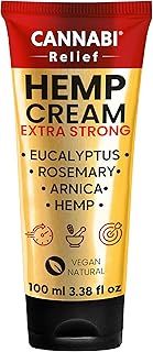 𝗛𝗘𝗠𝗣 𝗖𝗥𝗘𝗔𝗠 𝗘𝗫𝗧𝗥𝗔 𝗦𝗧𝗥𝗢𝗡𝗚 High Strength Fast Absorption Formula, Hemp Oil Menthol Rosemary Calendula, Gel for Joint Muscle Neck Shoulders Elbows Back Hands (100, Grams)