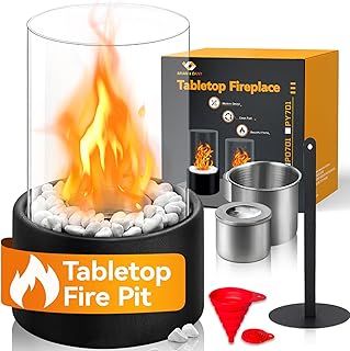 BRIAN & DANY Tabletop Bio Ethanol Fireplace with Cylindrical Glass