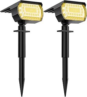 WELALO 57 LED Solar Landscape Spotlights, 2-in-1 Waterproof Solar Powered Garden Lights, 3000K 3 Brightness Modes Solar Spot Lights Outdoor for Garden Tree Wall Yard Pathway (Warm White, 2 Pack)