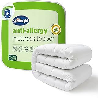 Silentnight Anti-Allergy Double Mattress Topper - Thick Deep Mattress Pad Protecting Against Allergies and Dust Mites - Hypoallergenic and Machine Washable - Double Bed, White