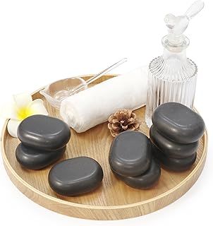 Master Massage 8-Piece Black Lava Hot Stone Massage Set - Large Oval Stones 7.7cm x 5.7cmx 2.7cm - Natural Basalt Massage Stones for Relaxation, Spa, Beauty, Salon, and Professional Massage Therapy