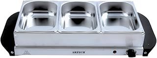 Trendi Electric Buffet Server Section Removeable Tray - Stainless Steel, Adjustable Temperature Control, Generous Capacity, Multifunctional Buffet (Silver 3 Section)