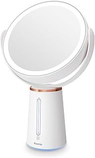 Auxmir Makeup Mirror with Lights, 8.3'' Double-sided 10X/1X Magnifying Mirror, 2500mAh USB Rechargeable Mirrors with 52 LED lights and 10 Brightness, 360° Rotating Vanity Mirror for Bedroom, Bathroom