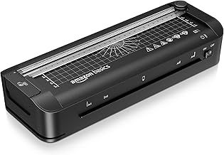 Amazon Basics 3 in-1 A4 Thermal Laminator with Trimming, Punching, Corner Rounding Functions, Includes 10 Pouches, Black