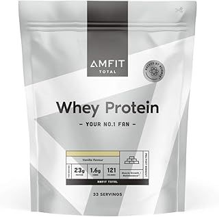 Amazon Brand - Amfit Nutrition Whey Protein Powder, Vanilla Flavour, 33 Servings, 1 kg (Pack of 1)