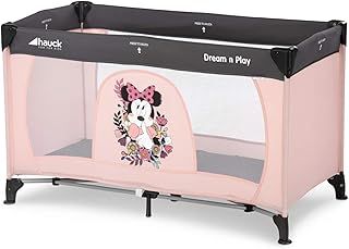 hauck Dream N Play, Disney Minne Mouse Sweetheart - Travel Cot with Transport Bag for Babies & Toddlers, Lightweight, Fast & Compact Folding, 120cm x 60cm, from Birth up to 15 kg