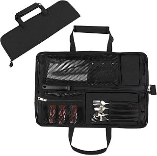 Chef Knife Roll Bag,Heavy Duty Oxford Knife Bag with 13 Slots,Easy Carry Handle and Shoulder Strap, Multi-Function Knives Case for Traveling Camping Hiking (Black)