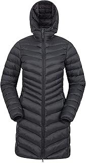 Mountain Warehouse Florence Extra Long Padded Winter Jacket - Lightweight, Water Resistant, Zipped Pockets, Easy to Packaway - Perfect for Cold & Wet Weather