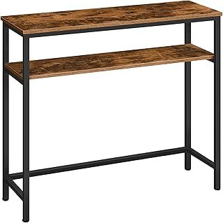 HOOBRO Console Table, Hallway Table with Adjustable Shelf, Slim Sofa Table, 2-Tier Side Table with Storage Shelf, for Living Room, Office, Industrial, Sturdy, Rustic Brown EBF25XG01