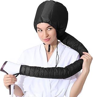 Bonnet Hood Hair Dryer for Home,Drying Cap Hair Steamer,Portable Hair Dryer Hood Bonnet with Elastic Band for Hair Styling,Deep Conditioning and Drying (Black)