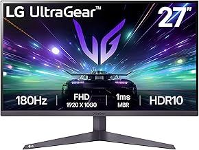 LG UltraGear Gaming Monitor 27GS50F, 27 Inch, 1080p, 180Hz, 1ms MBR, 5ms Response Time, HDR 10, AMD FreeSync, Smart Energy Saving, Displayport, HDMI