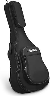 Donner Full Size Acoustic Guitar Gig Bag Backpack for 40 41 inch, 10mm Sponge Pad, Soft Case Cover, 600D Nylon Oxford Waterproof Nonwovens Interior, Two Pockets Black