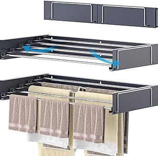 homeart Wall Mounted Drying Rack - Retractable, Space Saving, Durable Clothes Dryer - 30 Kg Capacity, Easy to Install, Collapsible Drying Rack for Indoor & Outdoor Use - Anthracite, 75cm