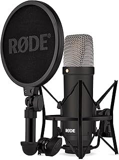 RØDE NT1 Signature Series Large-diaphragm Condenser Microphone with Shock Mount, Pop Filter and XLR Cable for Music Production, Vocal Recording, Streaming and Podcasting
