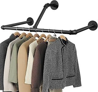 Tanice Industrial Tube Hanger Wall-mounted Right Angle 83cm, Detachable Retro Industrial Cylindrical Clothes Rail